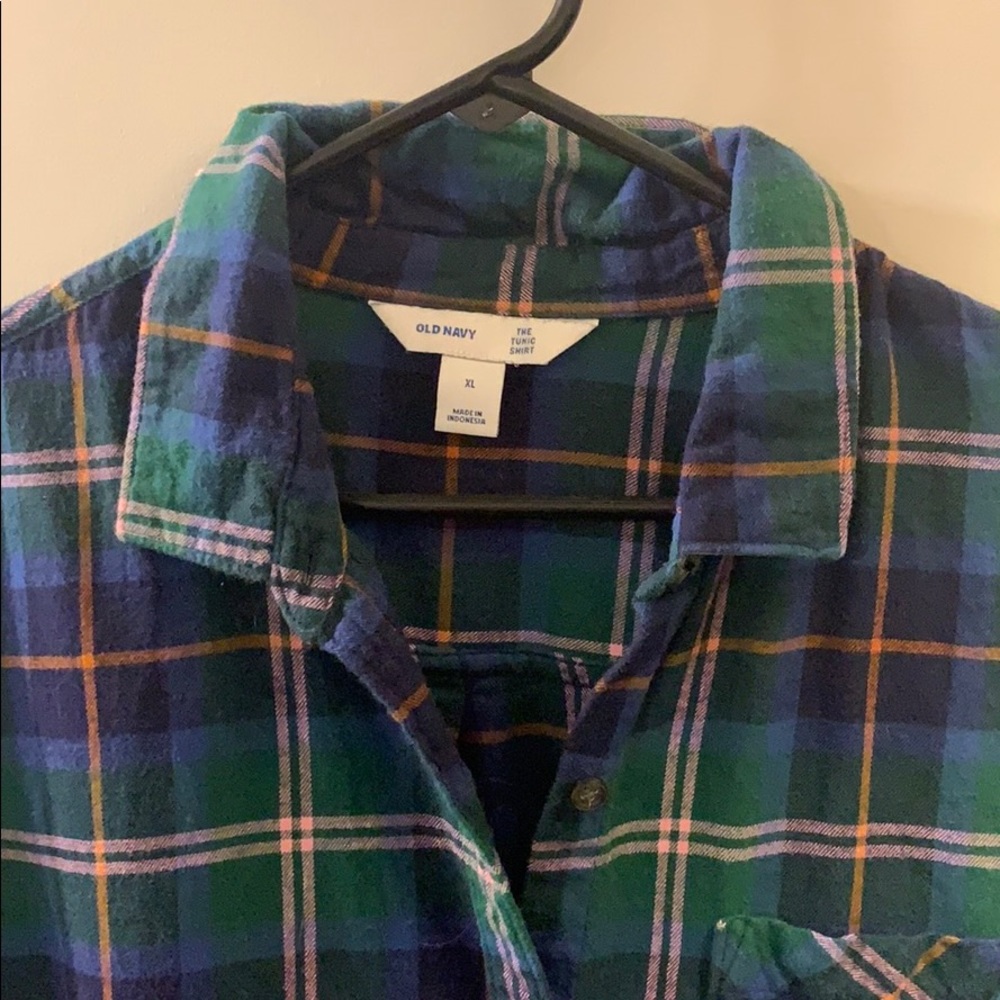 Old Navy Tunic plaid button down